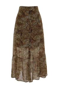 TRENDYOLMiLLA Multicolored Leopard Patterned Siphon Material Midi Size Weaving Skirt - Image 7