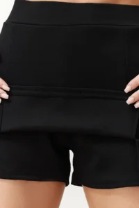 TRENDYOLMİLLA Black slit A-line/Life Opening Flexible Knitting Mini Shorts Skirt - Image 5