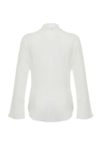 TRENDYOLMİLLA Ecru textured Fitted Bele Oturan Weaving Shirt - Image 8