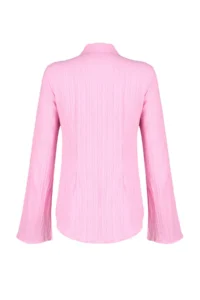TRENDYOLMİLLA Light Pink textured Fitted Bele Oturan Weaving Shirt - Image 8