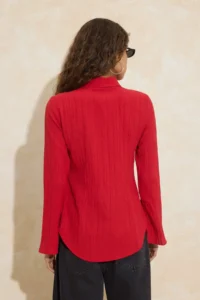 TRENDYOLMİLLA Rejection textured Fitted Bele Oturan Weaving Shirt - Image 4