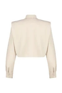 TRENDYOLMİLLA Beige Sleeves Padded Stone Crop Weaving Shirt - Image 8