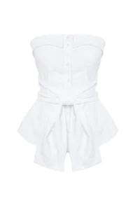 TRENDYOLMİLLA Limited Edition Ecru Binding Detailed Strapless Weaving Shirt - Image 6