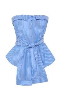 TRENDYOLMİLLA Multicolored tied up Strapless Striped Weaving Shirt - Image 6