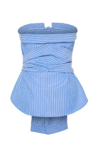 TRENDYOLMİLLA Multicolored tied up Strapless Striped Weaving Shirt - Image 7