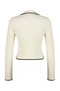 TRENDYOLMİLLA Ecru Cotton Blended Super Crop/Short Knitwear Cardigan - Image 8