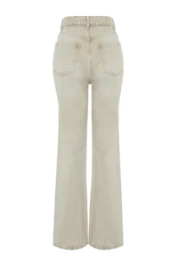 TRENDYOLMİLLA Beige Soluk Efekt Vintage Regular Waist Wide Leg Wide Leg 100% Cotton Non-Stretch jeans - Image 8
