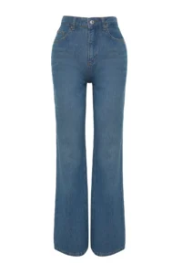 TRENDYOLMİLLA Mavi More Sustainable High Waist Wide Leg Wide Leg 100% Cotton Non-Stretch jeans - Image 7