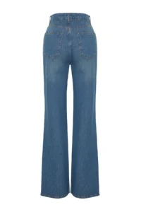 TRENDYOLMİLLA Mavi More Sustainable High Waist Wide Leg Wide Leg 100% Cotton Non-Stretch jeans - Image 8