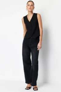 TRENDYOLMİLLA Black Low Waist Loose Baggy 100% Cotton Non-Stretch jeans - Image 2