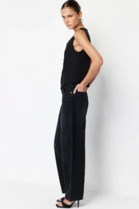 TRENDYOLMİLLA Black Low Waist Loose Baggy 100% Cotton Non-Stretch jeans - Image 3