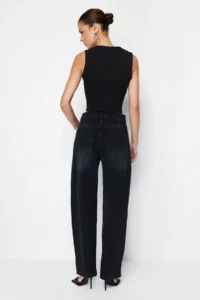 TRENDYOLMİLLA Black Low Waist Loose Baggy 100% Cotton Non-Stretch jeans - Image 6