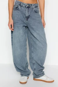 TRENDYOLMİLLA Mavi Low Waist Loose Baggy 100% Cotton Non-Stretch jeans - Image 3