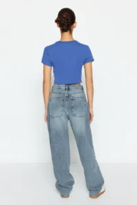 TRENDYOLMİLLA Mavi Low Waist Loose Baggy 100% Cotton Non-Stretch jeans - Image 6