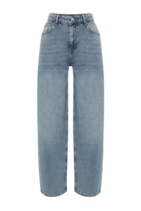TRENDYOLMİLLA Mavi Low Waist Loose Baggy 100% Cotton Non-Stretch jeans - Image 7