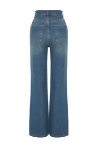 TRENDYOLMİLLA Mavi More Sustainable Soluk Efekt Vintage High Waist Wide Leg jeans - Image 8