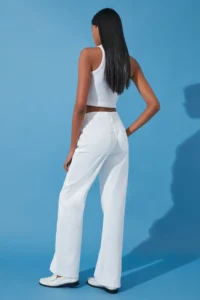 TRENDYOLMİLLA White High Waist Wide Leg Wide Leg 100% Cotton Non-Stretch jeans - Image 10