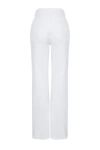TRENDYOLMİLLA White High Waist Wide Leg Wide Leg 100% Cotton Non-Stretch jeans - Image 12