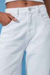 TRENDYOLMİLLA White High Waist Wide Leg Wide Leg 100% Cotton Non-Stretch jeans - Image 9