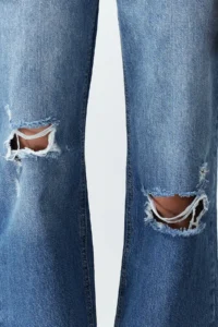 TRENDYOLMİLLA Mavi Ripped High Waist Wide Leg Wide Leg 100% Cotton Non-Stretch jeans - Image 8