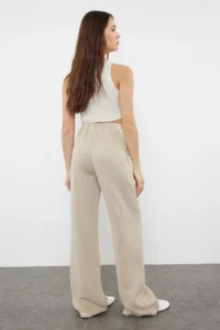 TRENDYOLMİLLA Beige More Sustainable 100% Tencel™ Elastic Waist High Waist jeans - Image 6