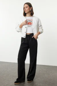 TRENDYOLMİLLA More Sustainable Black 100% Tencel™ Elastic Waist High Waist jeans