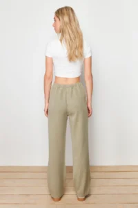 TRENDYOLMİLLA Khaki More Sustainable 100% Tencel™ Elastic Waist High Waist jeans - Image 6