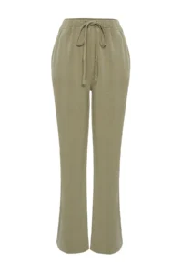TRENDYOLMİLLA Khaki More Sustainable 100% Tencel™ Elastic Waist High Waist jeans - Image 7