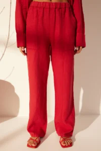 TRENDYOLMİLLA Rejection 100% Linen Pocket Detail High Waist Wide Leg Pants - Image 4