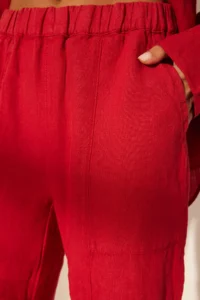 TRENDYOLMİLLA Rejection 100% Linen Pocket Detail High Waist Wide Leg Pants - Image 5