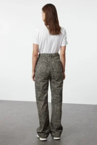TRENDYOLMİLLA Multicolored Leopard Printed Brown High Waist Wide Leg jeans - Image 5