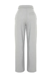 TRENDYOLMİLLA Gray Straight/Plain Cut Belt Detailed Weaving Pants - Image 8