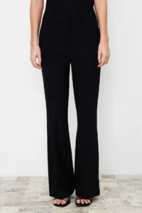 TRENDYOLMİLLA Black Bootcut/Boots Hem Weaving Pants - Image 4