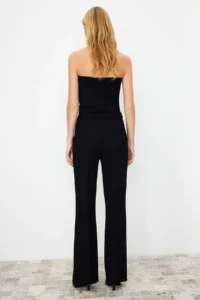 TRENDYOLMİLLA Black Bootcut/Boots Hem Weaving Pants - Image 6
