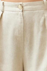 TRENDYOLMİLLA Beige ribbed Wide Leg/Wide Leg Cotton Linen Weaving Pants - Image 5