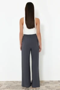 TRENDYOLMİLLA Anthracite Binding Detailed slit Flexible  Pants - Image 6