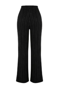 TRENDYOLMİLLA Black Elastic Waist textured Material Weaving Pants - Image 8