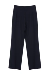 TRENDYOLMİLLA Navy Blue Linen Look Wide Leg/Wide Leg High Waist Weaving Pants - Image 8