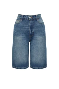 TRENDYOLMİLLA Dark Blue High Waist denim Bermuda - Image 6