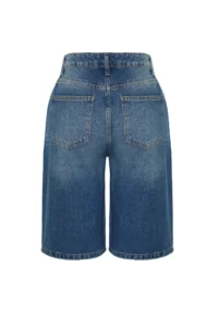 TRENDYOLMİLLA Dark Blue High Waist denim Bermuda - Image 7