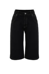 TRENDYOLMİLLA Black High Waist denim Bermuda - Image 7