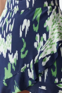 TRENDYOLMiLLA Navy Blue Patterned Skirt Frilly Viscose Weaving Skirt Look Shorts - Image 4