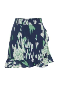 TRENDYOLMiLLA Navy Blue Patterned Skirt Frilly Viscose Weaving Skirt Look Shorts - Image 7