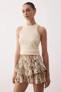 TRENDYOLMiLLA Mink animals/Snake Patterned Viscose Skirt with flywheel Shorts Skirt - Image 2