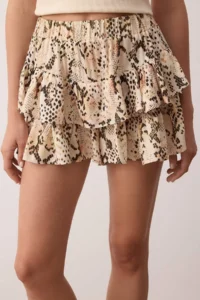TRENDYOLMiLLA Mink animals/Snake Patterned Viscose Skirt with flywheel Shorts Skirt - Image 3