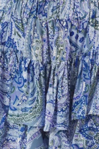 TRENDYOLMiLLA Mavi Shawl pattern Frilly Waist Tire Detailed Viscose Weaving Shorts - Image 3