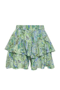 TRENDYOLMiLLA Oil Green Shawl pattern Frilly Waist Tire Detailed Viscose Weaving Shorts - Image 5