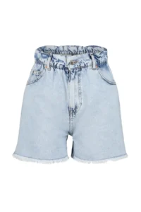 TRENDYOLMiLLA Light Blue Elastic Waist denim Shorts - Image 7