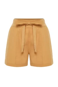 TRENDYOLMiLLA Mustard Binding Detailed Cotton Weaving Shorts - Image 7