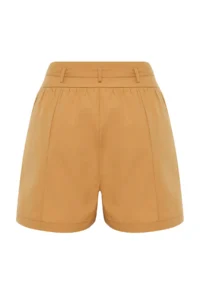 TRENDYOLMiLLA Mustard Binding Detailed Cotton Weaving Shorts - Image 8